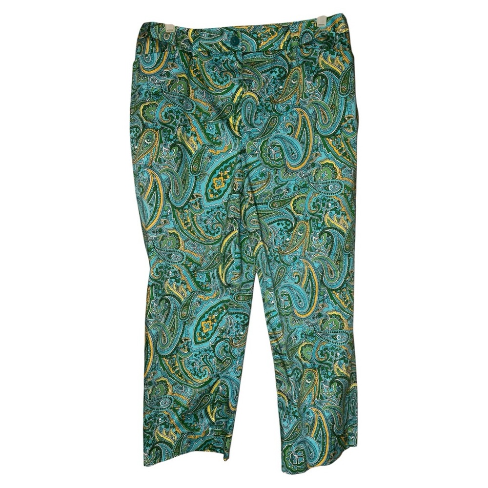 Jones New York Signature Paisley Stretch Crop Pants Colorful 12 Resort Retro